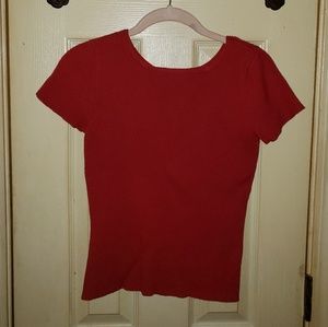 Red ribbed holiday top short sleeve cute!